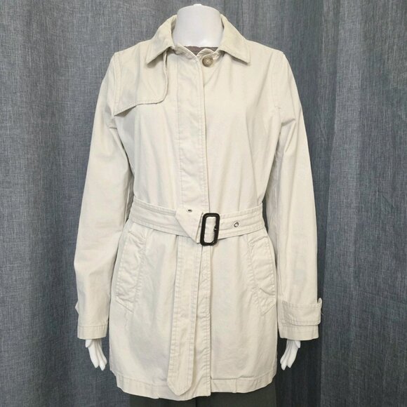 GAP Mid-Length Trench Coat Belt Women’s M Light Khaki Cotton - Picture 1 of 7